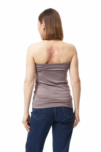 Straplez Bluz Vizon - 0015.138 - Resim 4