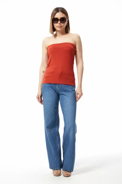 Straplez Bluz Tarçın - 0015.138 - 2
