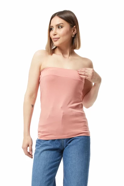 Straplez Bluz Şeftali - 0015.138 - Resim 4