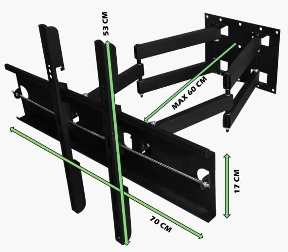 HA  3265 32''-65''- 70"-75"-80"  Hareketli Askı Aparatı + Mini Su Terazisi (curved Uyumlu)