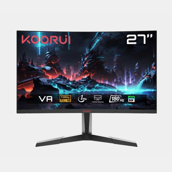 Koorui 27" 27E6CA 180Hz 1ms VA FHD (HDMI, Displayport) Curved Gaming Monitör