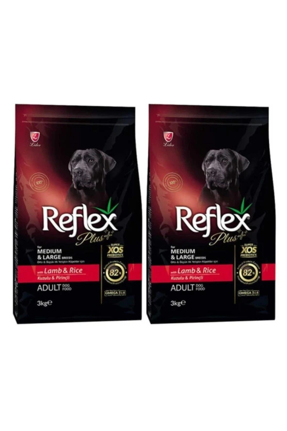 Plus Orta Büyük Irk Kuzulu Pirinçli Yetişkin Köpek Maması 3 kg 2 Adet