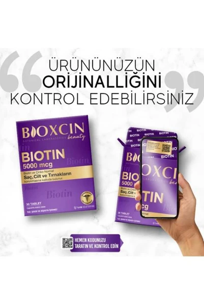 Bioxcin Biotin 5000 mcg Takviye Edici Gıda 30 Tablet - Resim 3