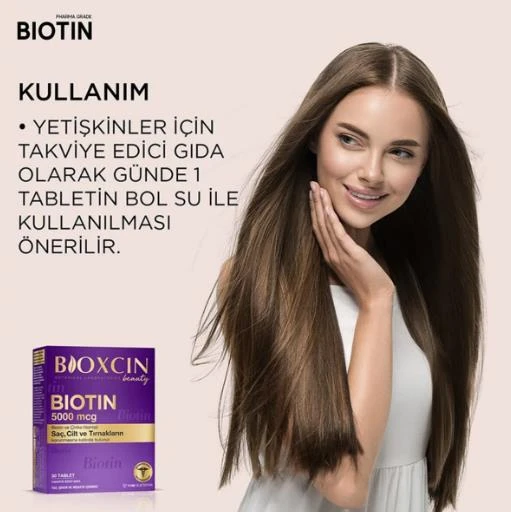 Bioxcin Biotin 5000 mcg Takviye Edici Gıda 30 Tablet - Resim 5