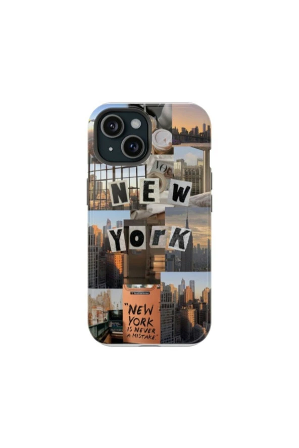 iPhone 14 Pro Uyumlu Silikon Kılıf -New York Kolaj