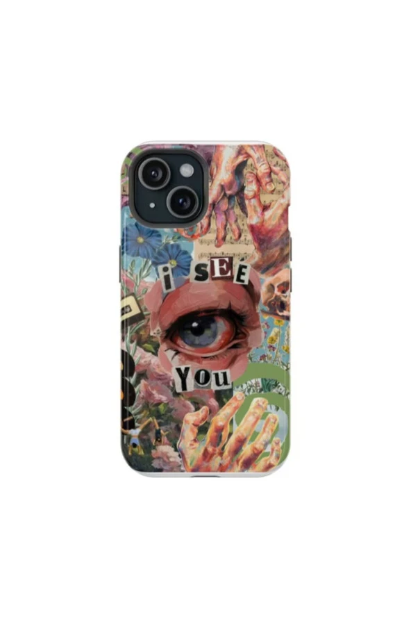 iPhone 11 Uyumlu Silikon Kılıf -I See You Kolaj