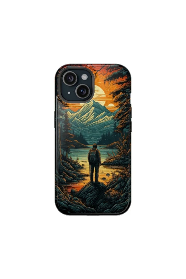 iPhone 13 Mini Uyumlu Silikon Kılıf - MAN IN FOREST