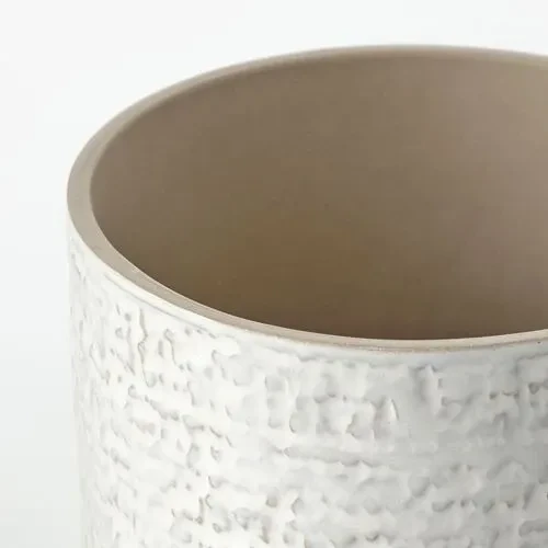 IKEA Chıafrön 12 Cm Stoneware Dekoratif Beyaz Saksı - 3