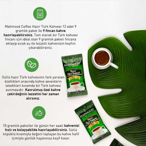 Mahmood Coffee Şekerli Hazır Türk Kahvesi 9 gr x 12 adet - 3