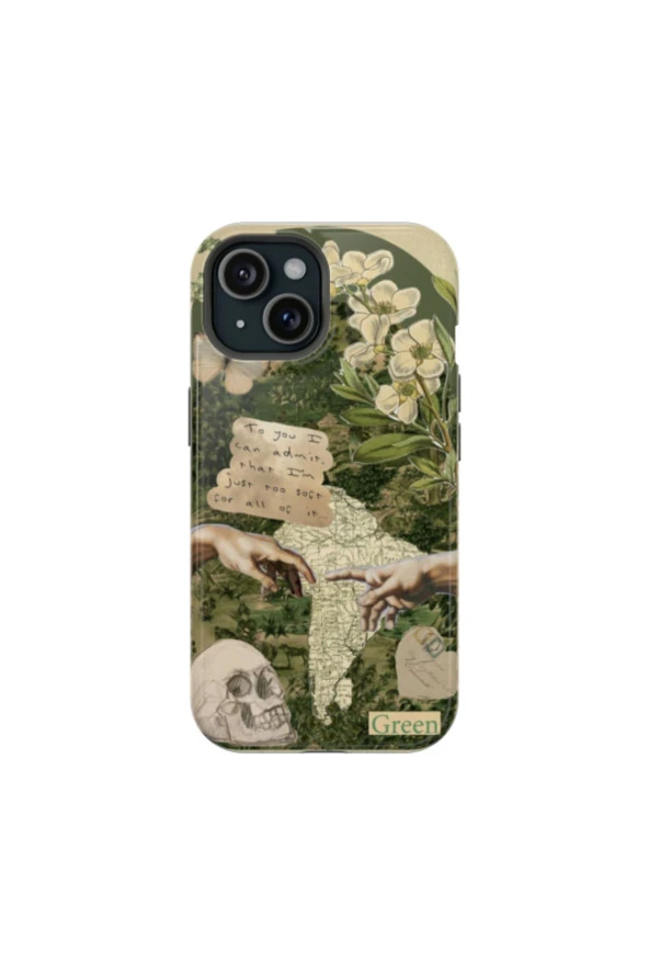 Samsung Galaxy A70s Uyumlu Silikon Kılıf -  Yeşil Kolaj