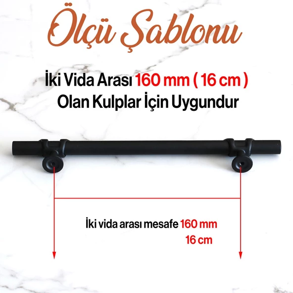 Arsin Siyah Metal Kulp 160 mm-16 cm Mobilya Çekmece Mutfak Dolabı Dolap Kapak Kulpları Kulbu Kulpu - Resim 3