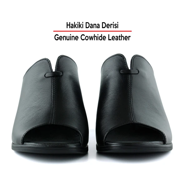 Erkan Saçmacı Valery Siyah Hakiki Deri Terlik - 4