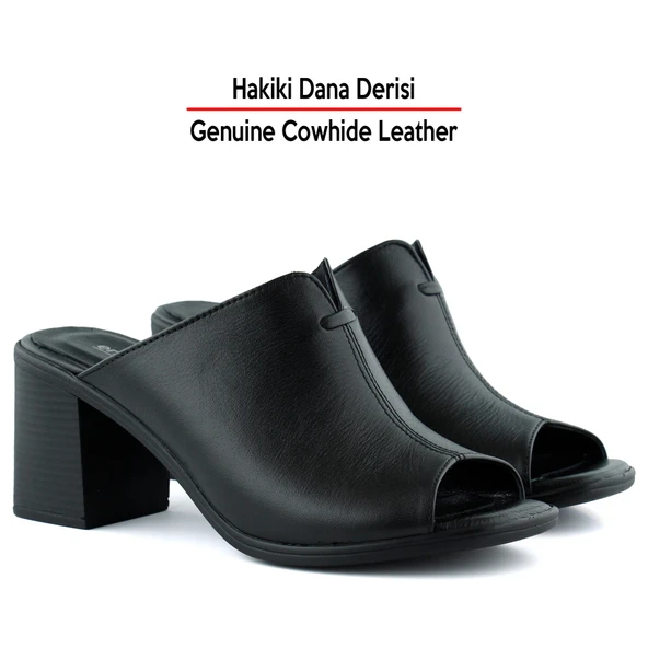 Erkan Saçmacı Valery Siyah Hakiki Deri Terlik - 3