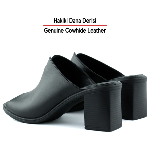 Erkan Saçmacı Valery Siyah Hakiki Deri Terlik - 5