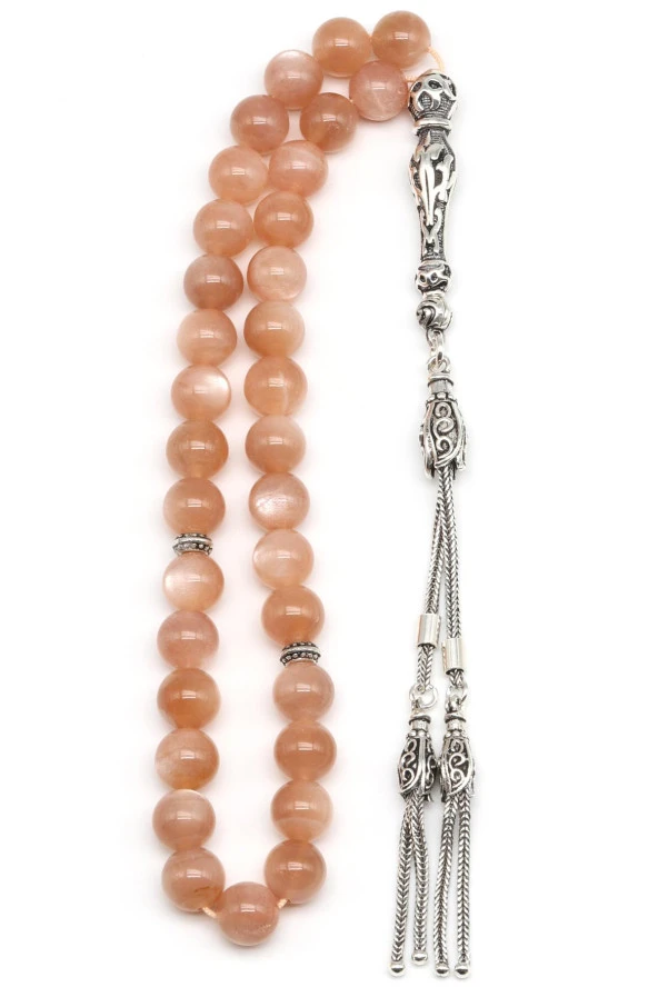 Aytaşı Doğal Taş Tesbih 925 Ayar Gümüş 8 mm Küre Kesim - 2