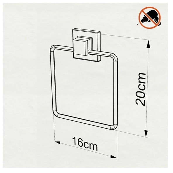 Tekno Tel EF-234 Yapışkanlı Banyo Kare Havluluk Krom - 2