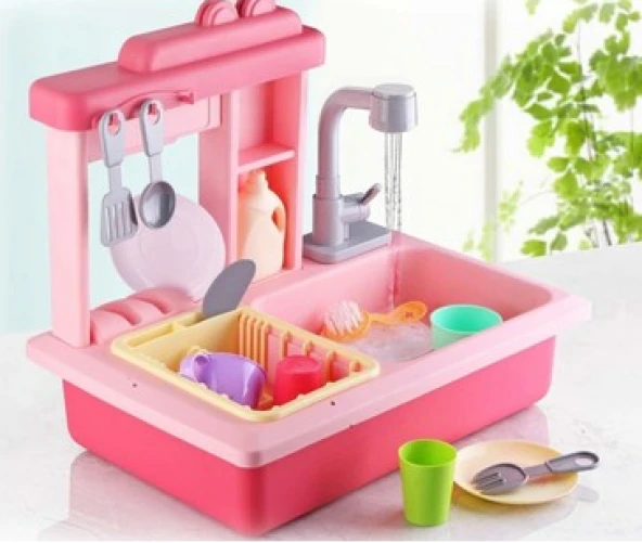 LC Pilli Lavabo Seti İnteraktif Lavabo Seti Çocuk Oyuncak Pembe 30916 - 3