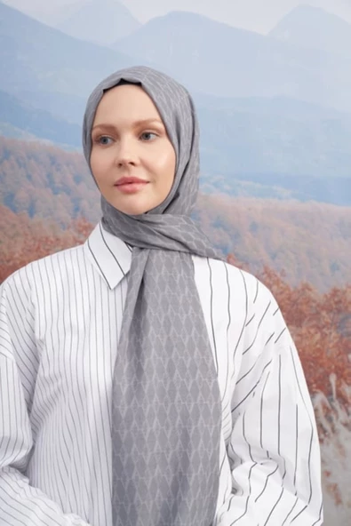 70 X 190 COTTON MONOGRAM DESEN ŞAL - AR 3098 03046 - Resim 6