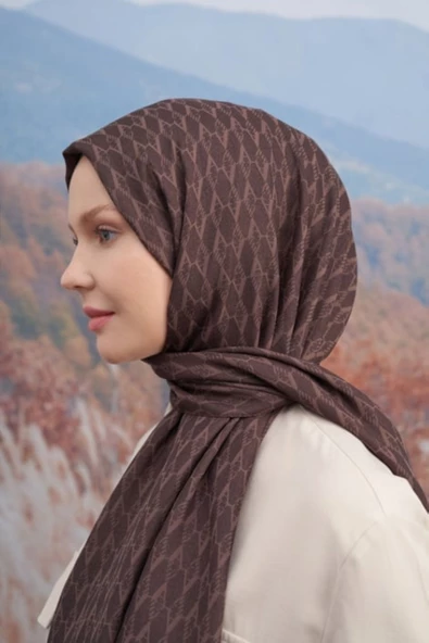 70 X 190 COTTON MONOGRAM DESEN ŞAL - AR 3098 03046 - Resim 10