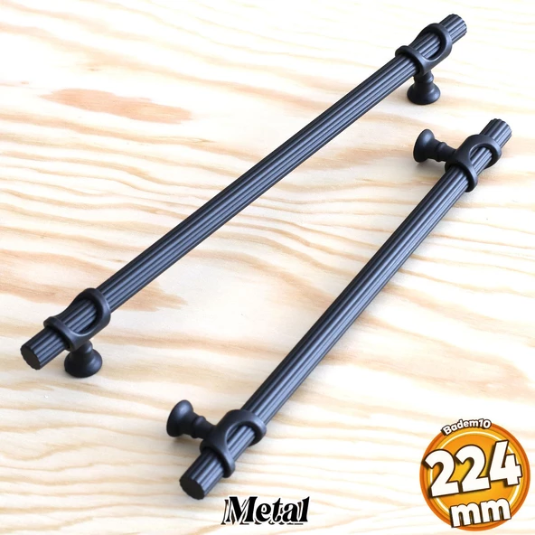 Arsin Siyah Metal Kulp 224 mm-22.4 cm Mobilya Çekmece Dolabı Dolap Mutfak Kapak Kulpları Kulbu Kulpu