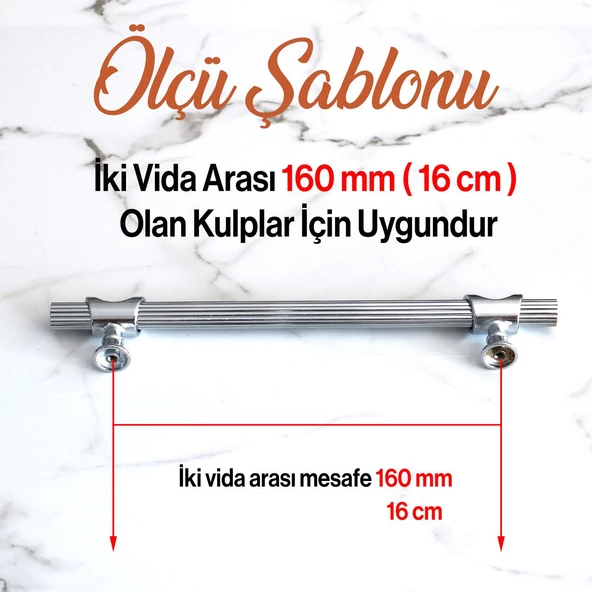 Arsin Krom Metal Kulp 160 mm-16 cm Mobilya Çekmece Mutfak Dolap Dolabı Kapak Kulpları Kulbu Kulpu - 3