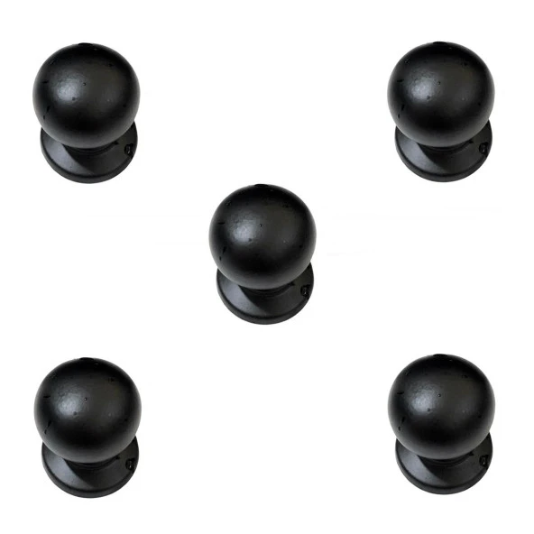 5 Adet Porselen Düğme Tek Vidalı Mat Siyah Mobilya Dolap Kulp