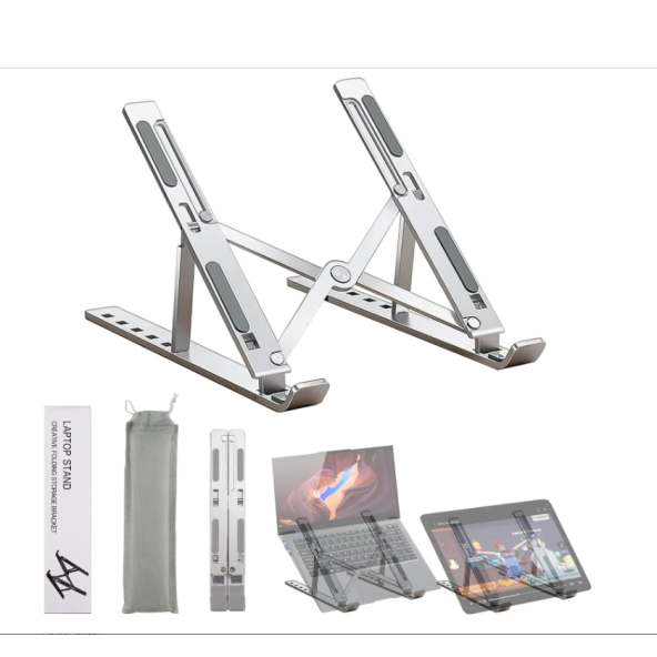 QASUL Alüminyum Portatif Laptop ve Tablet Standı 6 Kademeli   Katlanabilir Ayarlı Dizüstü Laptop Standı - 4