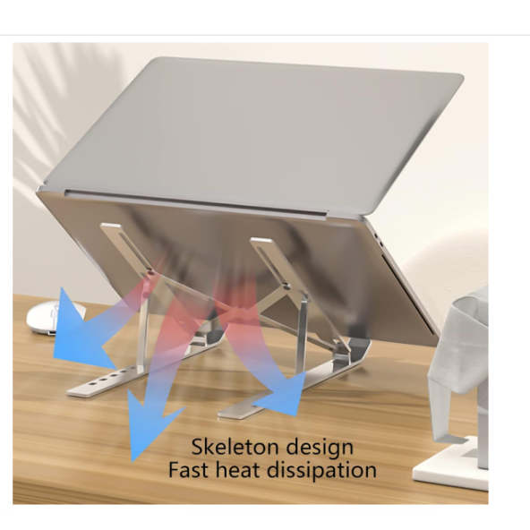 QASUL Alüminyum Portatif Laptop ve Tablet Standı 6 Kademeli   Katlanabilir Ayarlı Dizüstü Laptop Standı - 8