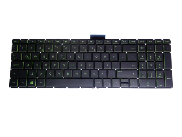 HP Pavilion Gaming 15-ec2033nt (4G8U0EA10) Notebook Klavyesi, Yeşil Tuş Takımı (Siyah TR) ışıklı