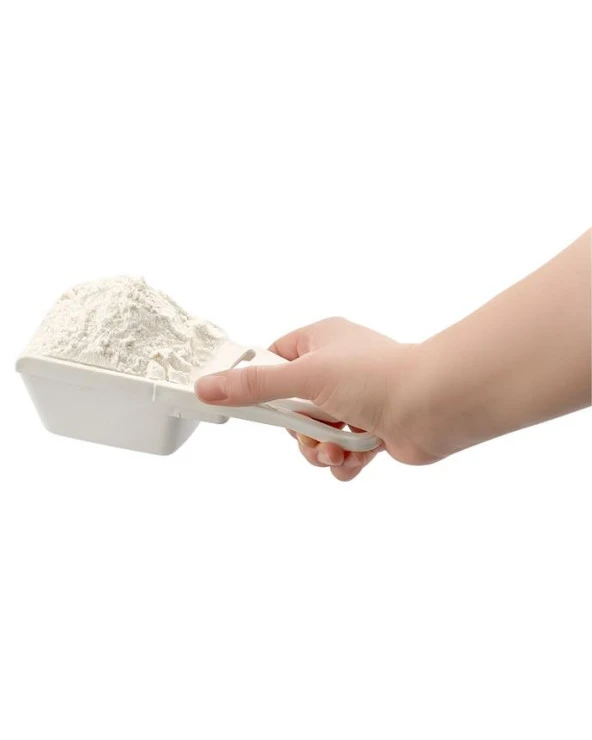 Plastik Ölçü Kabı Seti - Silme Aparatlı - 3 Parça - Krem - 3