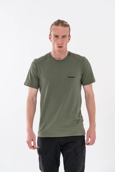 Combat Tactical Outdoor Tişört Günlük Sıfır Yaka Erkek Tişörtü Basıc T-Shirf- 807 Org