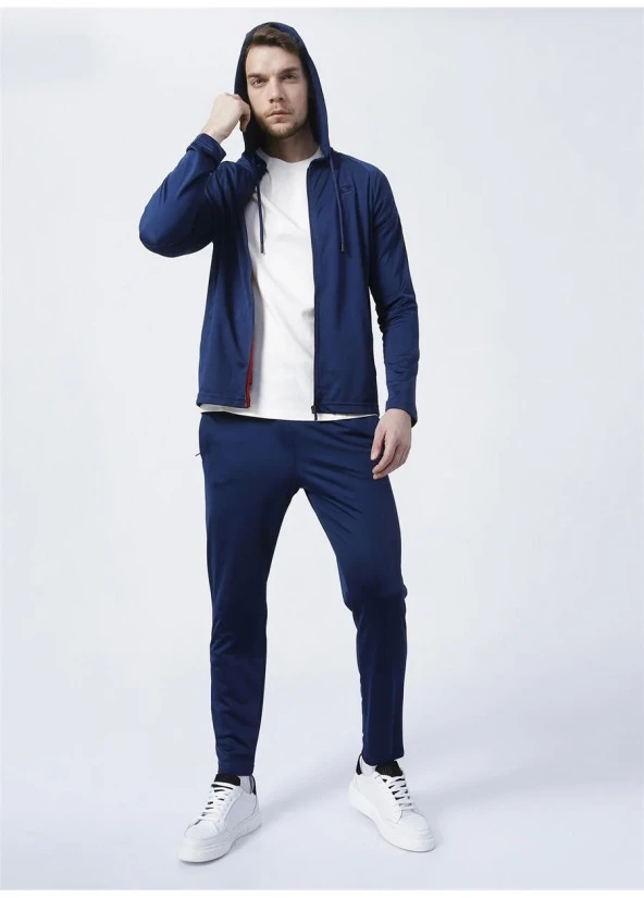 Lotto W1129-Livio Suit Kapüşonlu Bağlamalı Standart Kalıp Raşel Kumaş Lacivert Erkek Eşofman Takımı