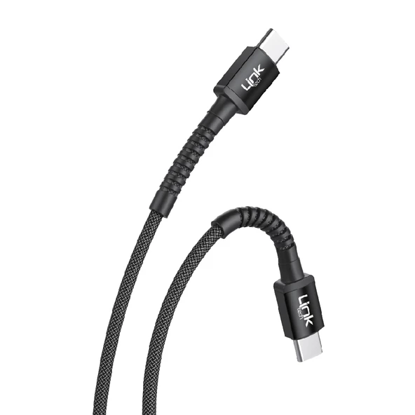 Linktech K597 Type-C to Type-C 60W 3mt Örgü Metal Başlı Şarj Kablosu - 3