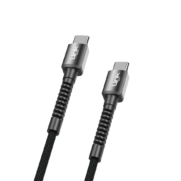 Linktech K597 Type-C to Type-C 60W 3mt Örgü Metal Başlı Şarj Kablosu - 2