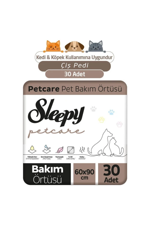 SLEEPY Petcare Pet Bakım Örtüsü 60x90 Cm 30 Adet