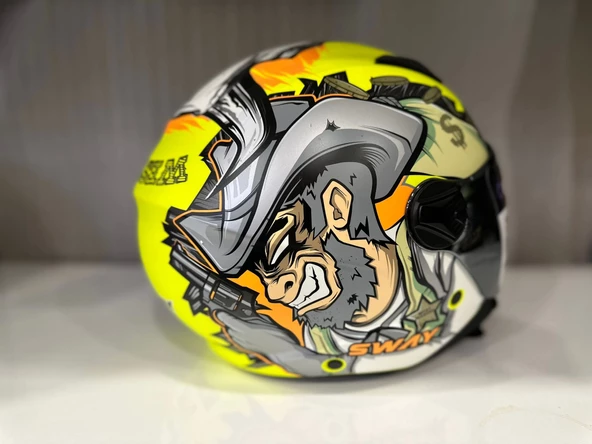 KASK SWAY SW 765 WANTED Yellow ÇENESİZ - 2