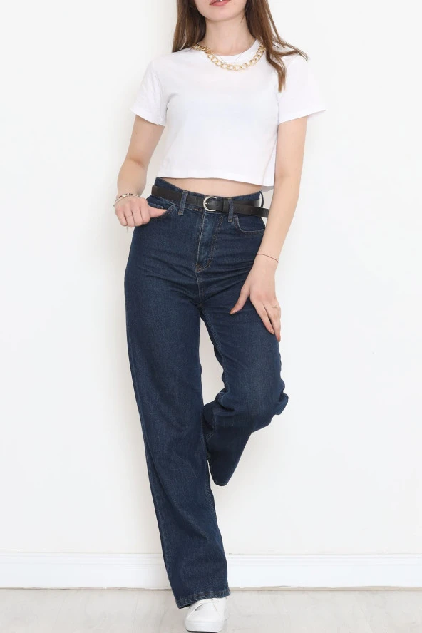 Zincirli Crop Tişört Beyaz - 673.1247. - 5