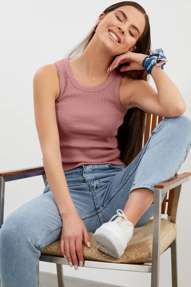 Pamuk Halter Yaka Atlet - Pembe