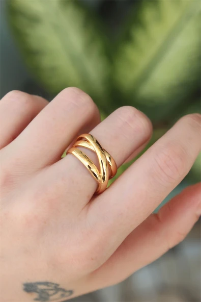 Pirinç Gold Renk Ayarlanabilir Sarmal Yüzük - TJ-BYK3184