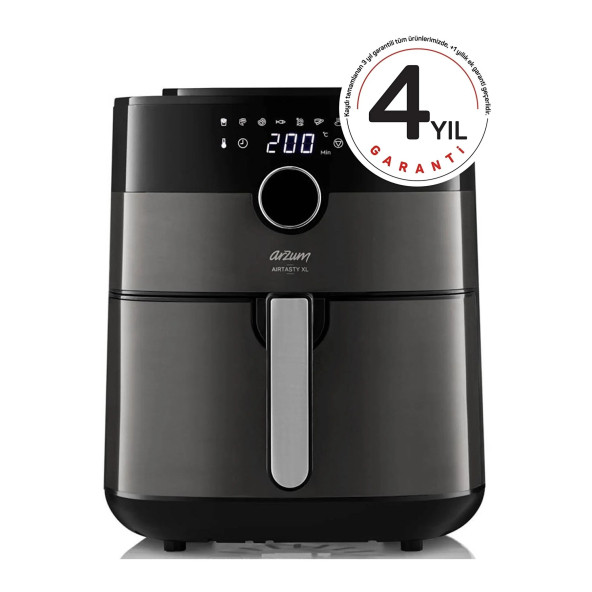 Arzum AR2074-G Airtasty XL Yağsız Fritöz Airfryer, 6 Litre Kapasite, Gümüş