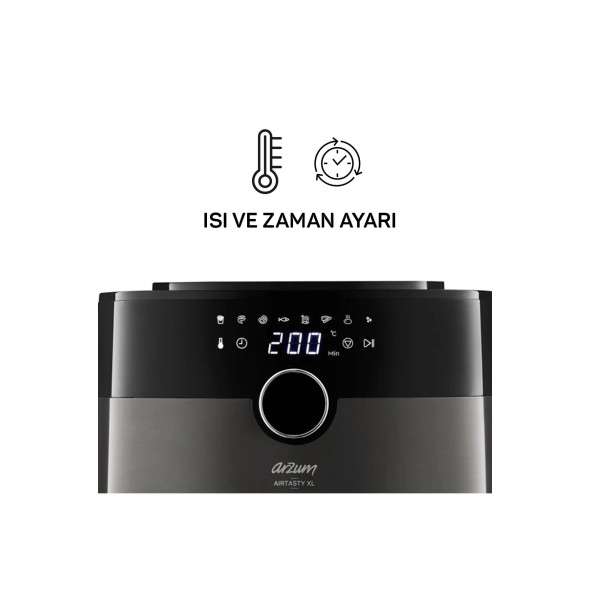 Arzum AR2074-G Airtasty XL Yağsız Fritöz Airfryer, 6 Litre Kapasite, Gümüş - 2