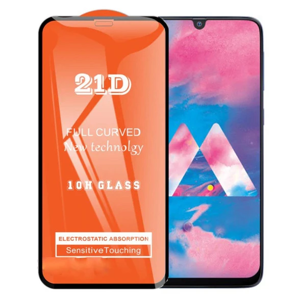 Samsung Galaxy M30 Ekran Koruyucu 21D Tam Kaplayan Kavisli