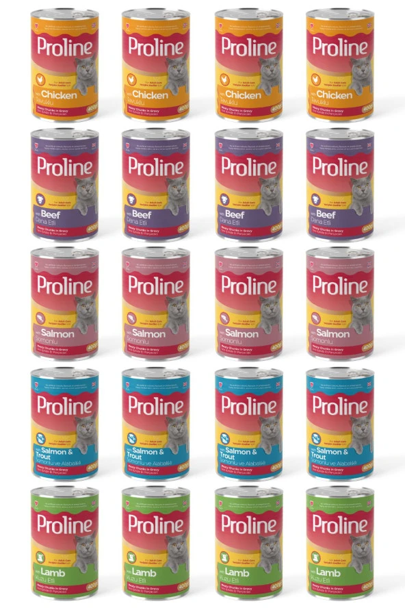 Pro Line Karışık Kedi Konservesi 4 Çeşit 415 gr x 20 Adet