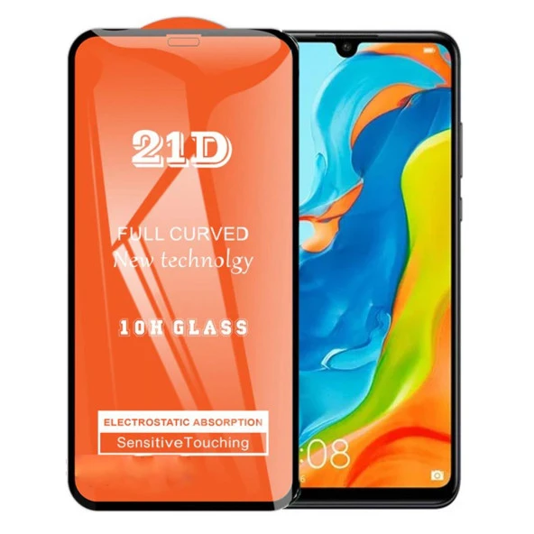 Huawei P30 Lite Ekran Koruyucu 21D Tam Kaplayan Kavisli
