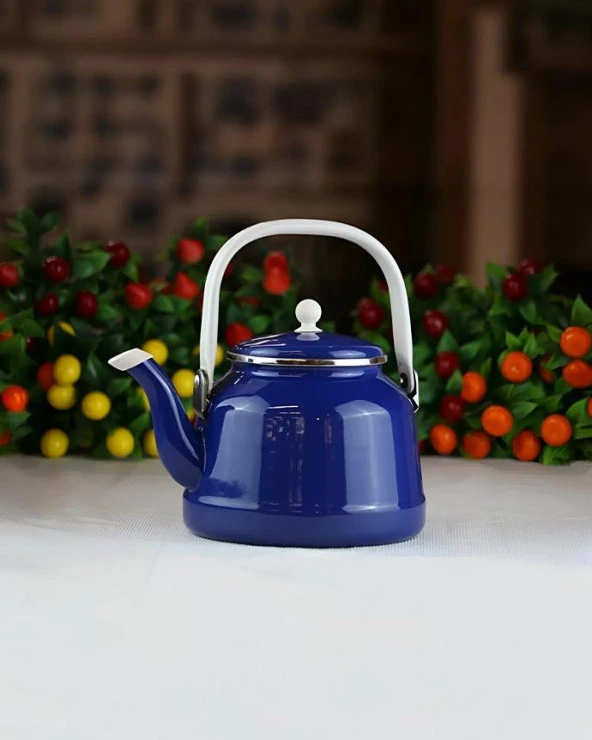 Alev Vintage Demlik - Emaye Kettle, Çaydanlık - 1.5 Litre - Lacivert