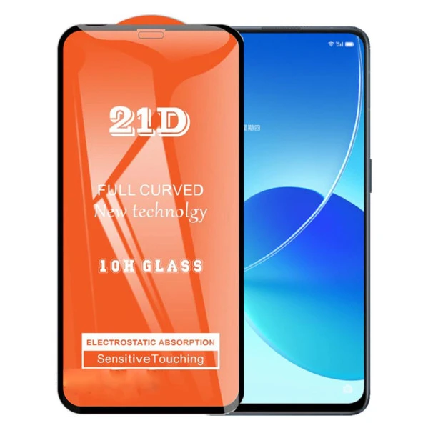 Oppo Reno 6 Ekran Koruyucu 21D Tam Kaplayan Kavisli