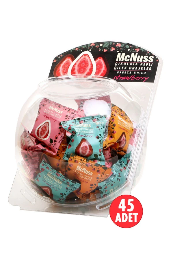 Mcnuss Çikolata Kaplı Çilek Drajeler 15 Gr. x 45 Mix Paket