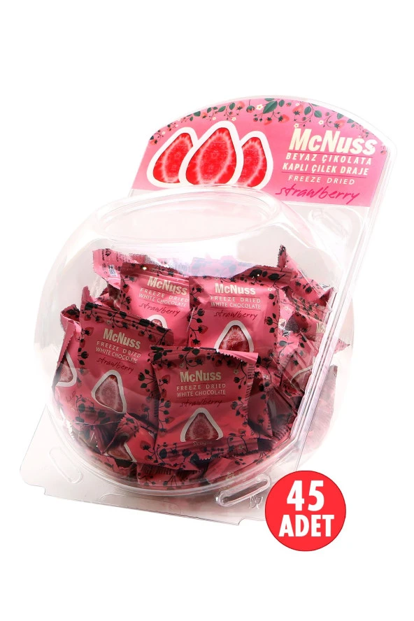 Mcnuss Beyaz Çikolata Kaplı Çilek Draje 10 Gr. x 45 Paket