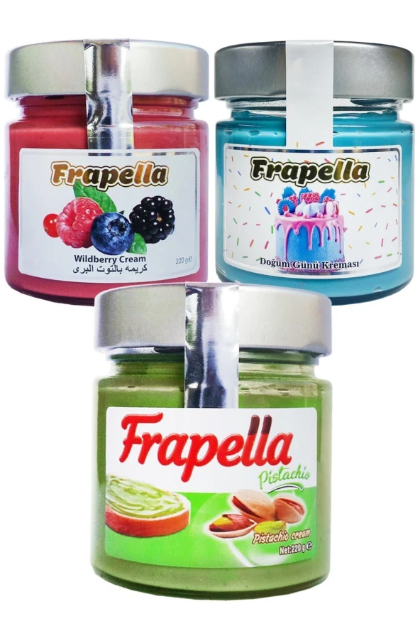 Frapella Doğum Günü Kreması, Antep Fıstık Kreması, Orman Meyvesi Kreması, 3 Adet X 220 Gr.