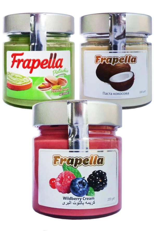 Frapella Orman Meyvesi Kreması, Hindistan Cevizi Kreması, Antep Fıstık Kreması 3 Adet X 220 Gr.